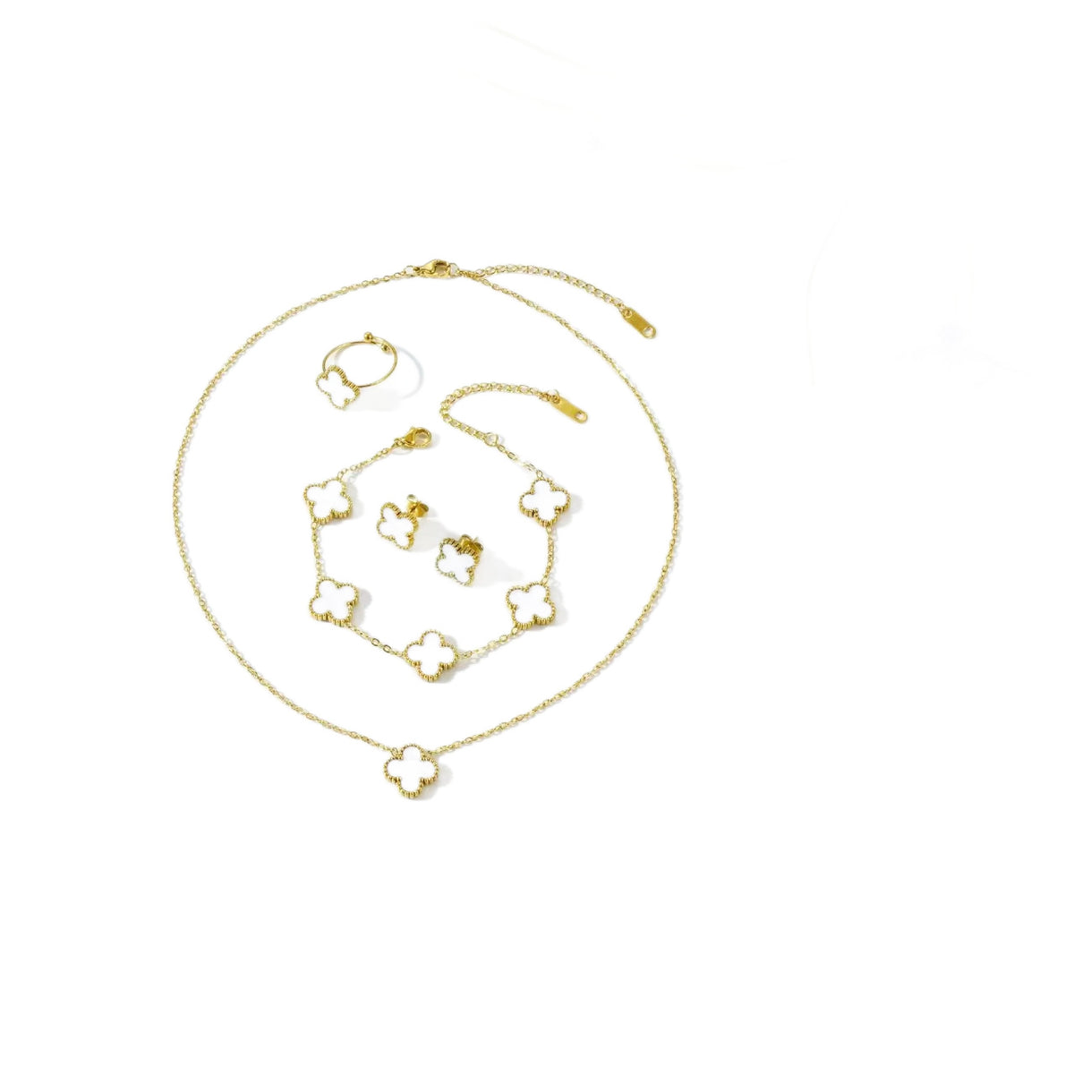 13mm Double-Sided Clover Necklace & Bracelet Set