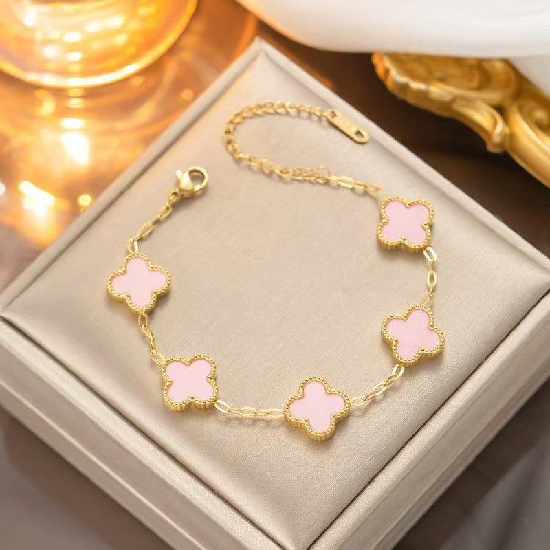 13mm Double-Sided Clover Necklace & Bracelet Set
