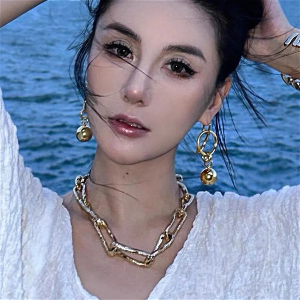NEW Punk Metal Irregular Thick Chunky Choker Necklace for Women Girls Vintage Show Party Jewelry