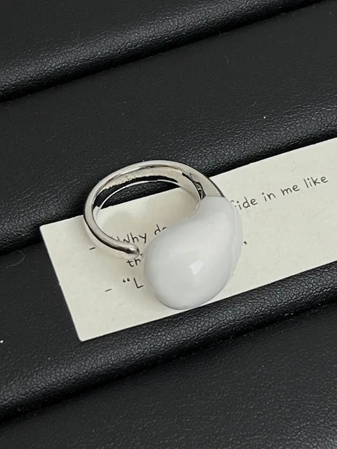 Chunky Water Drop Enamel Ring Brass Exaggerated Geometric Statement Opening Vintage  Party
