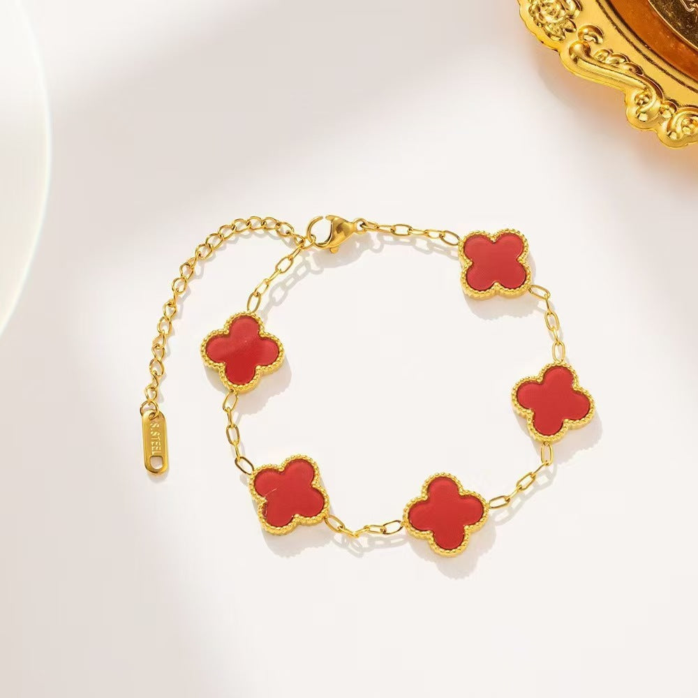 13mm Double-Sided Clover Necklace & Bracelet Set