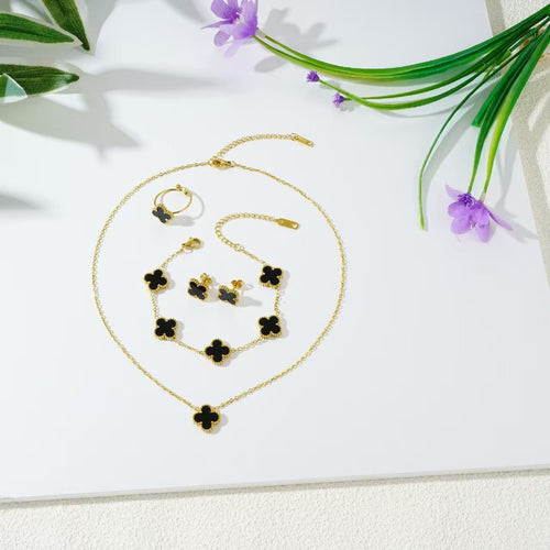 13mm Double-Sided Clover Necklace & Bracelet Set