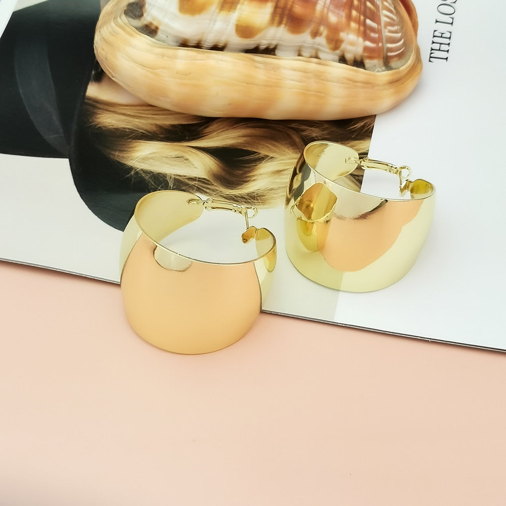 Wide Chunky Hoop Earrings – Statement Metal Design