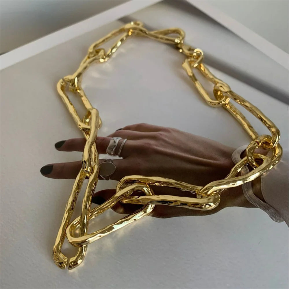 NEW Punk Metal Irregular Thick Chunky Choker Necklace for Women Girls Vintage Show Party Jewelry
