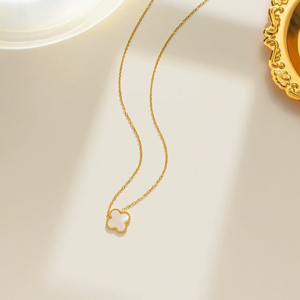 13mm Double-Sided Clover Necklace & Bracelet Set