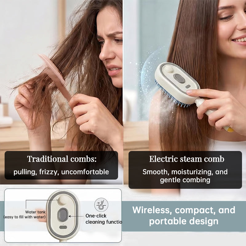 Electric Steam Hair Straightening Brush with Mist