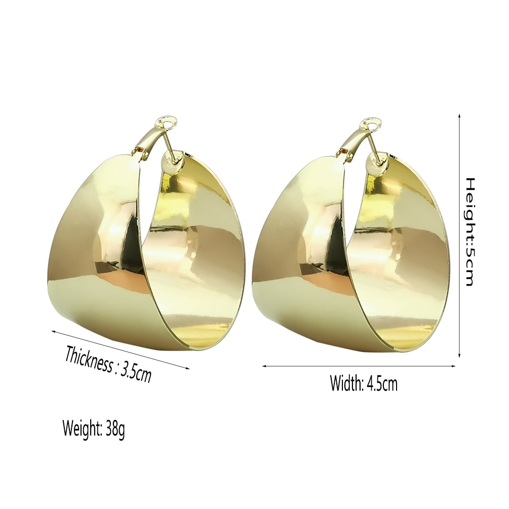 Wide Chunky Hoop Earrings – Statement Metal Design