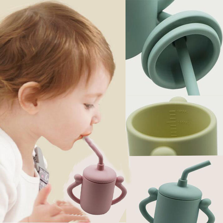 Kids’ Silicone Straw Training Cup with Two Handles