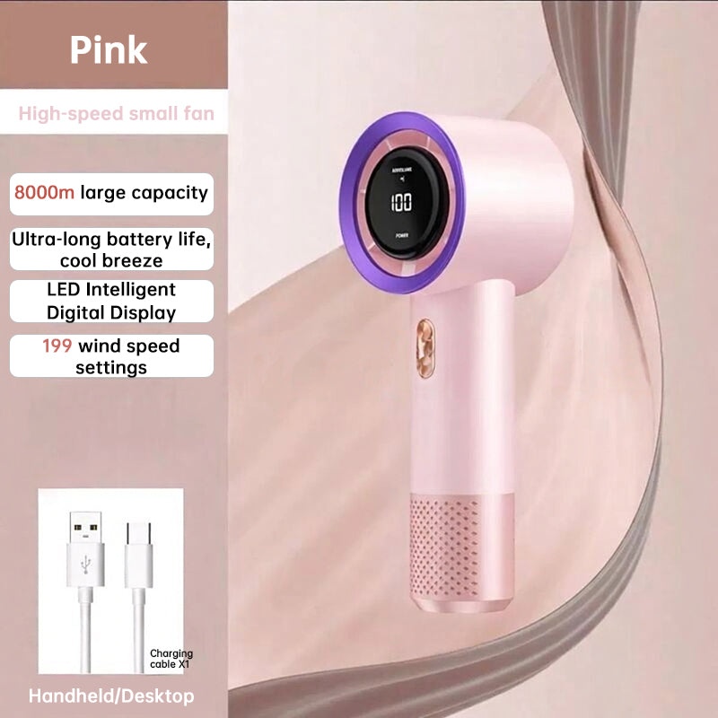 Mini Handheld Fan – 199 Adjustable Speeds for Travel, Gym & Outdoors