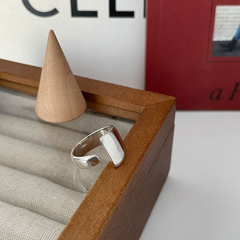 Silver Color Multilayer Big Rings for Women Girls Geometric Titanium Steel Irregular Chunky Rings Large Exaggerated