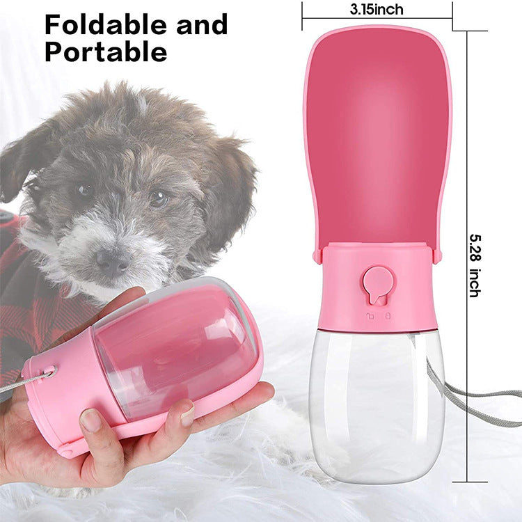 Portable Dog Water Bottle with Filter – 300ml Folding Travel Cup