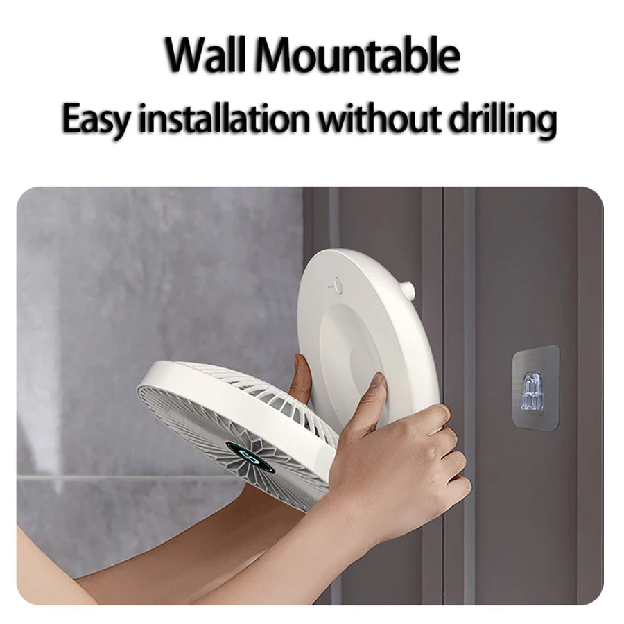 2-in-1 Rechargeable Fan – Folding Desktop & Wall-Mounted Fan with 3 Speeds