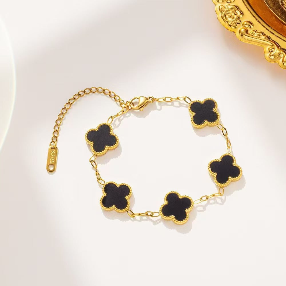 13mm Double-Sided Clover Necklace & Bracelet Set