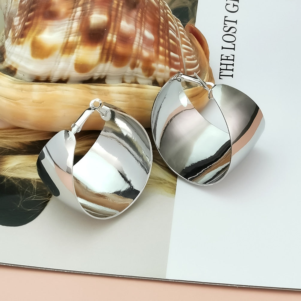 Wide Chunky Hoop Earrings – Statement Metal Design