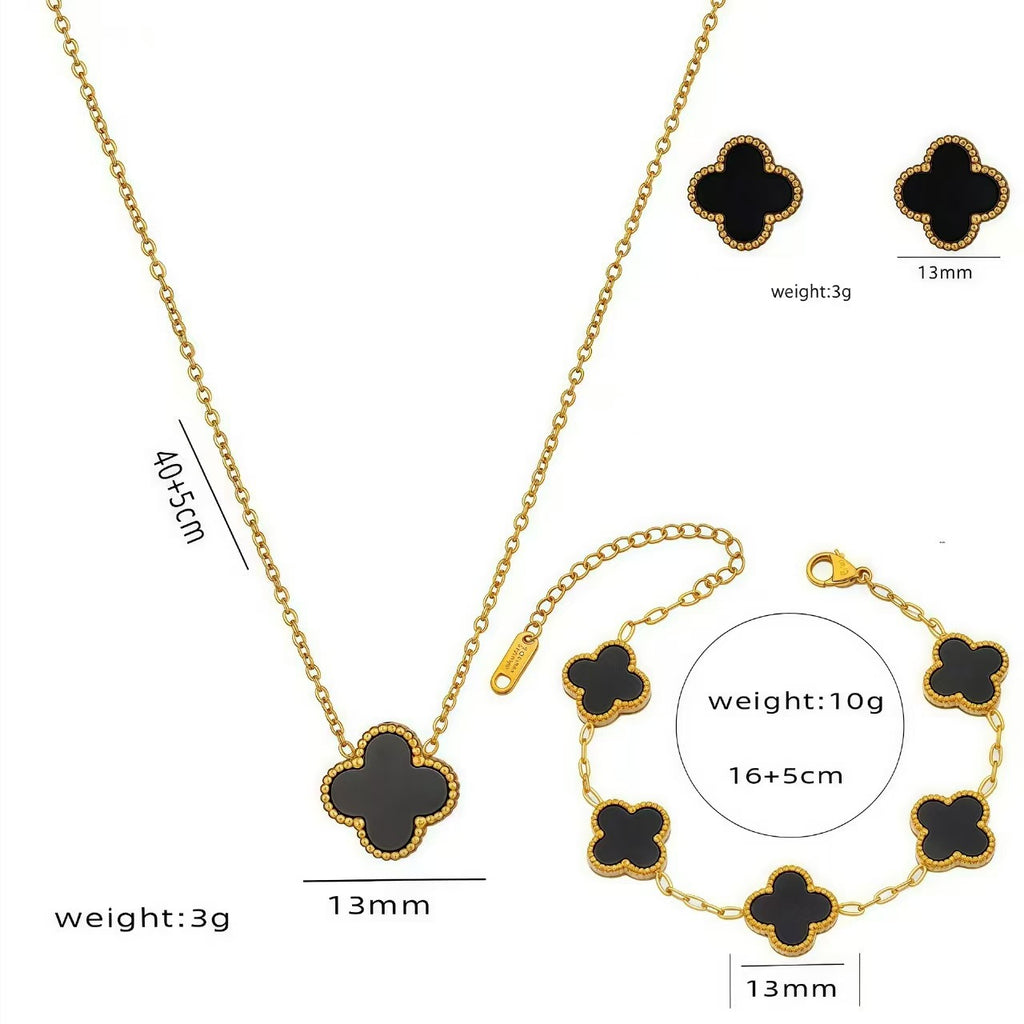 13mm Double-Sided Clover Necklace & Bracelet Set