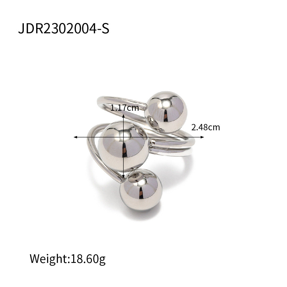Silver Color Multilayer Big Rings for Women Girls Geometric Titanium Steel Irregular Chunky Rings Large Exaggerated