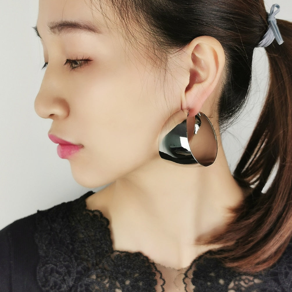 Wide Chunky Hoop Earrings – Statement Metal Design