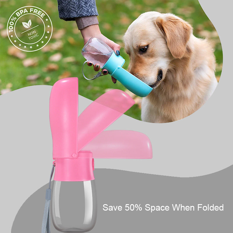 Portable Dog Water Bottle with Filter – 300ml Folding Travel Cup