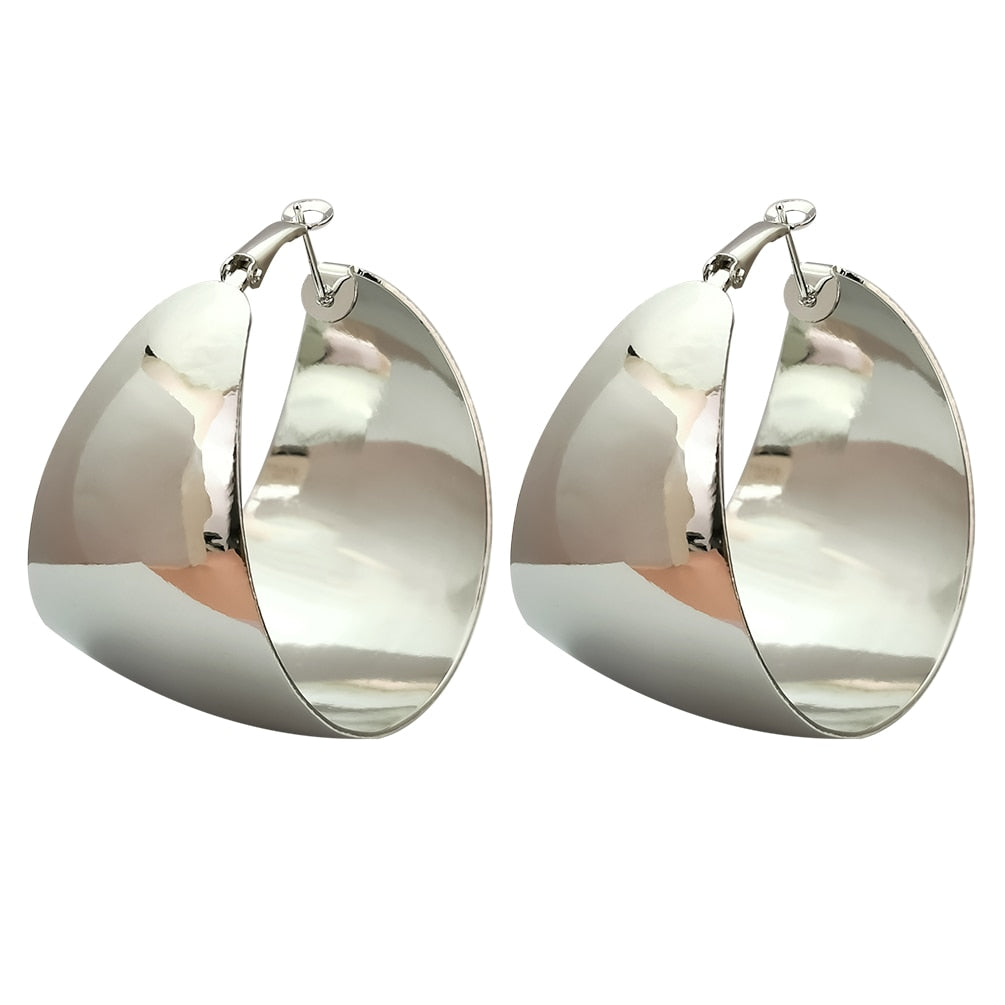 Wide Chunky Hoop Earrings – Statement Metal Design