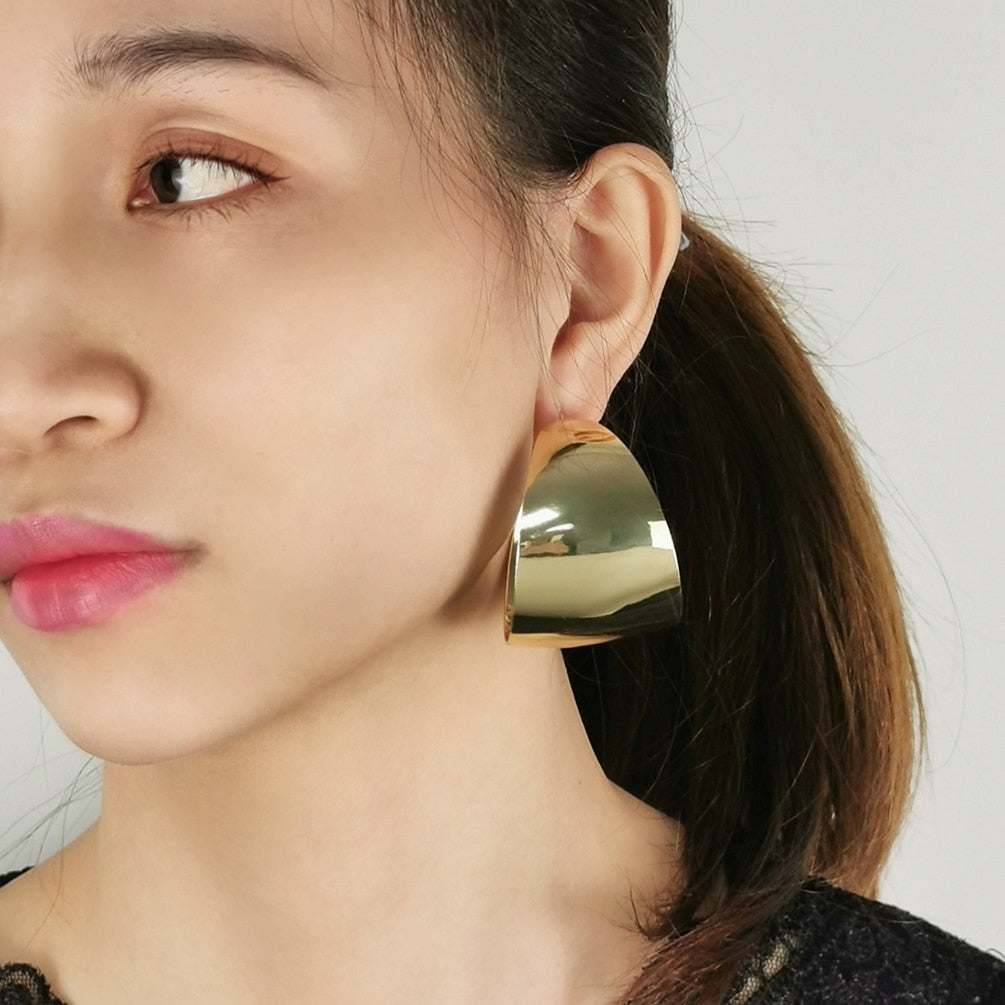 Wide Chunky Hoop Earrings – Statement Metal Design