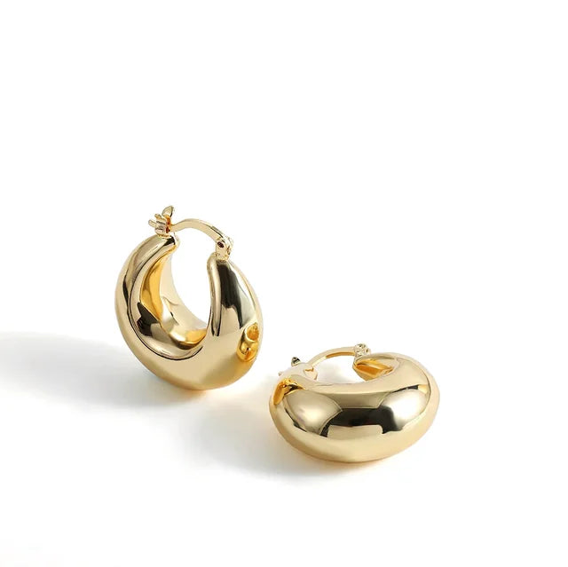 Gold-Plated Chunky Round Earrings