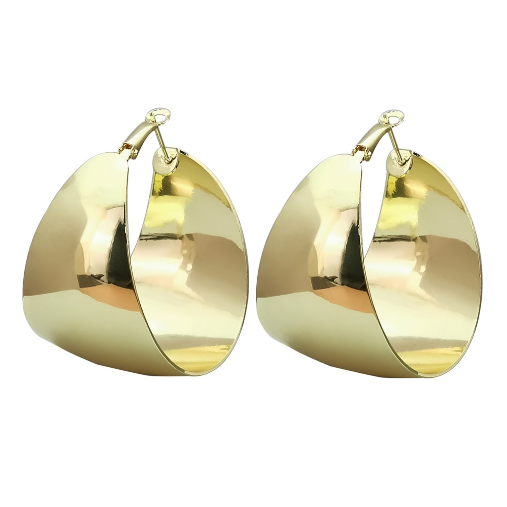 Wide Chunky Hoop Earrings – Statement Metal Design