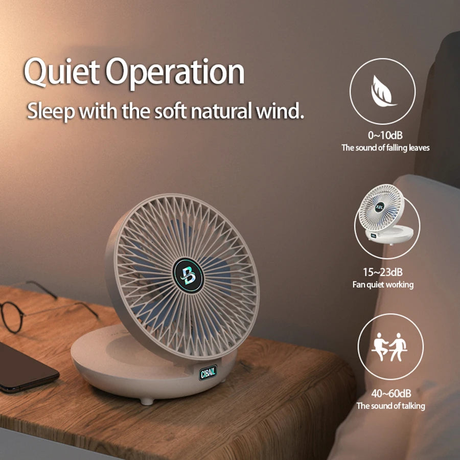 2-in-1 Rechargeable Fan – Folding Desktop & Wall-Mounted Fan with 3 Speeds